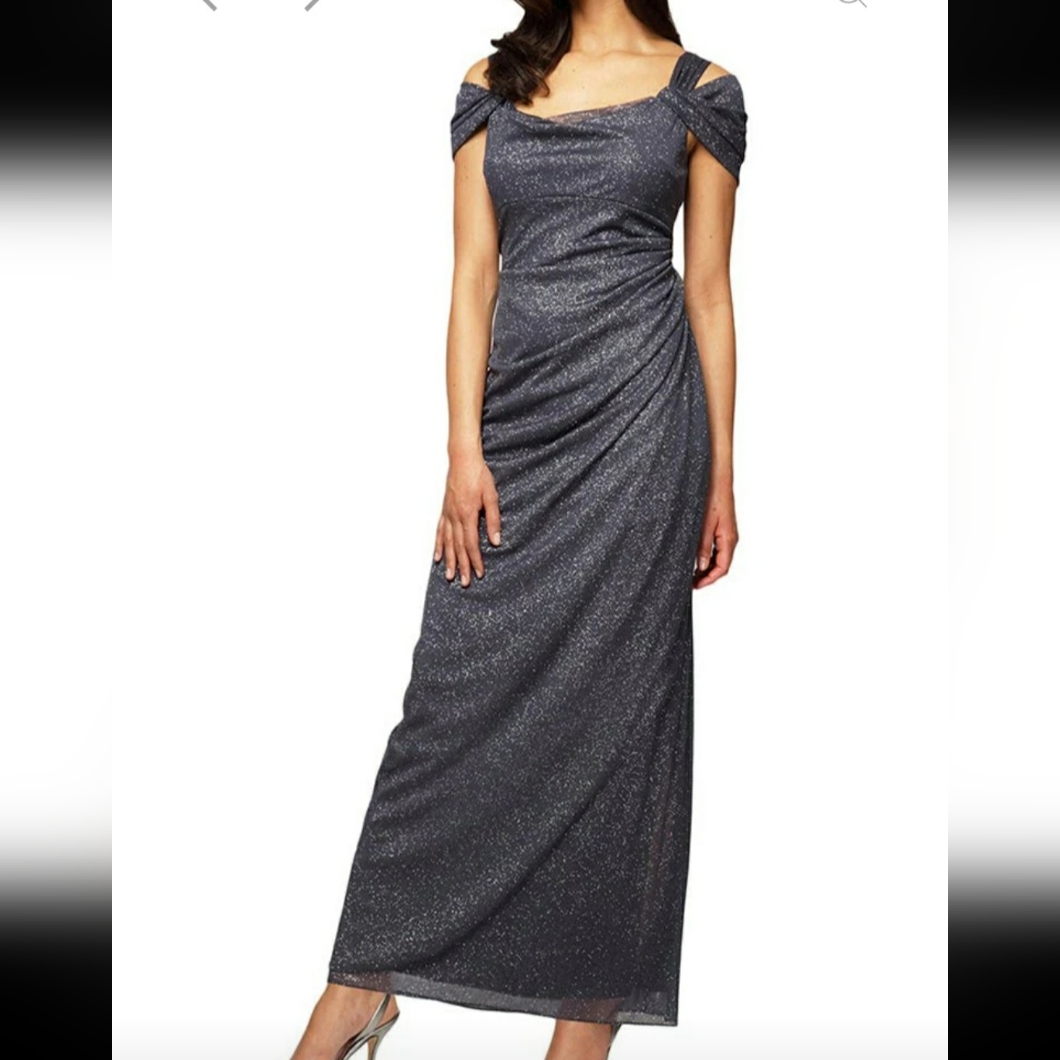 Beautiful Cold Shoulder Glitter Mesh Dress